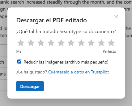La ventana de descarga con Reducir las imágenes marcado