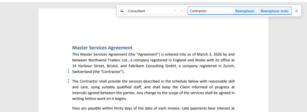 El contrato con «Contractor» en todos los lugares