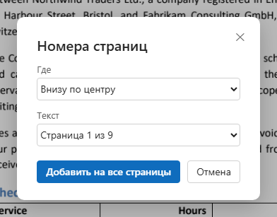 Окно «Номера страниц»: где и какой текст